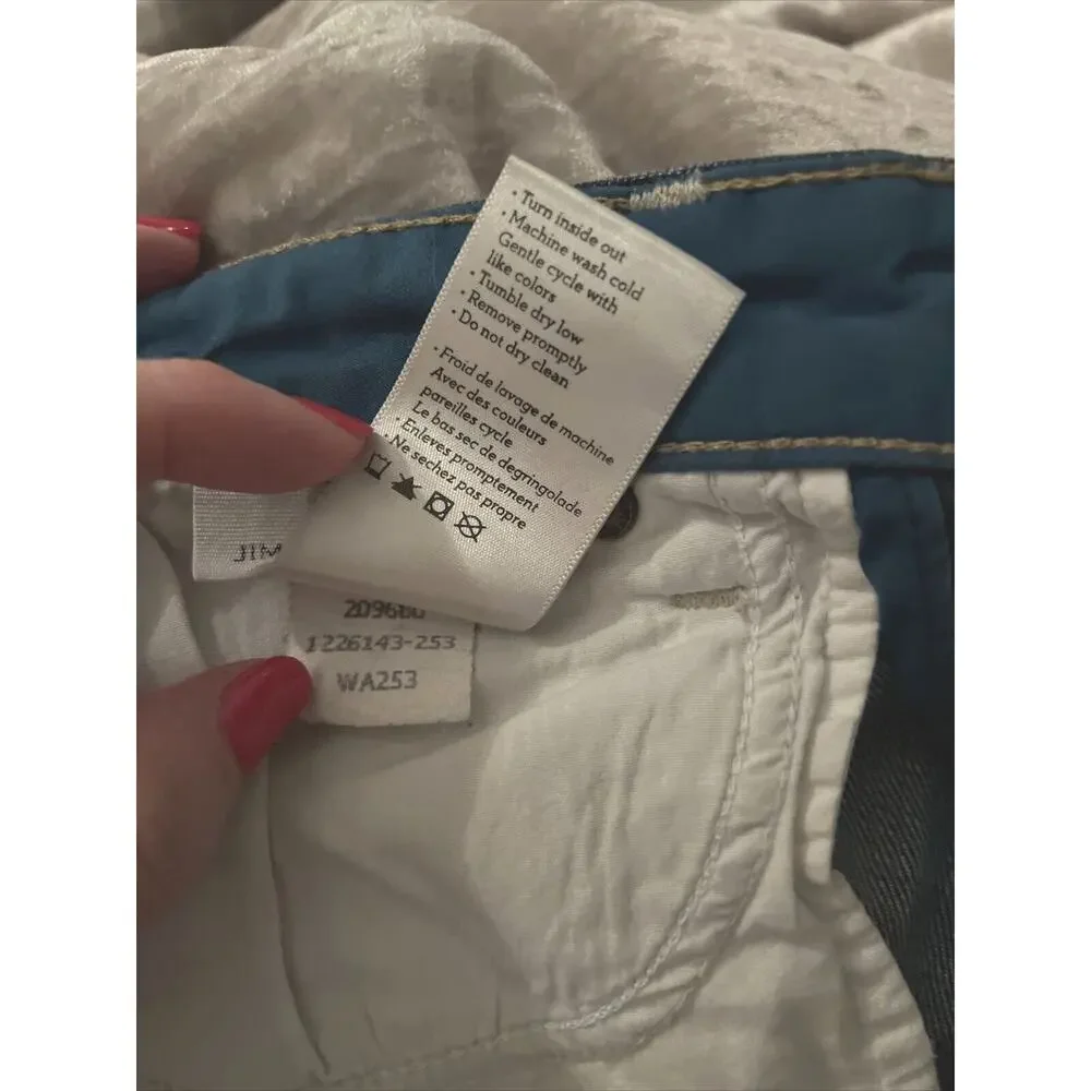 Women's Paige Premium Denim Shorts Mid Rise Raw Hem Relaxed Boyfriend SZ 25